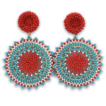 AR-321-T48 Aretes Mandalas Rojo con Menta y Beige