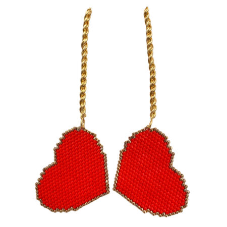 Aretes Corazones Miyuki Largos