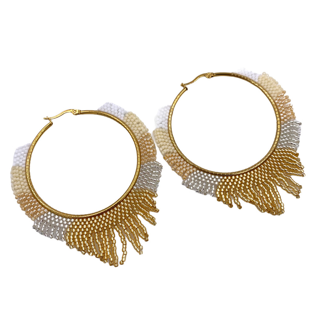 Candongas Flecos Miyuki Beige
