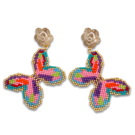 Aretes Mariposas Miyuki Multicolor