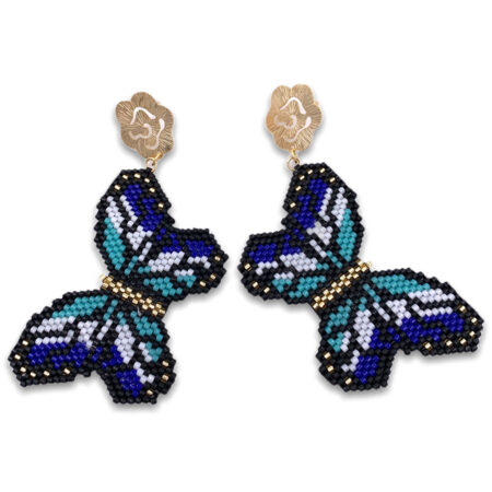 Aretes Mariposas Miyuki Azules
