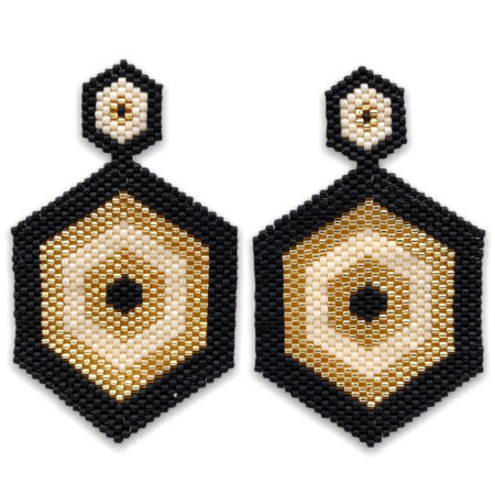 Aretes Hexágonos Ojo Turco Negro