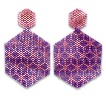 Aretes Hexágonos Lila y Rosado