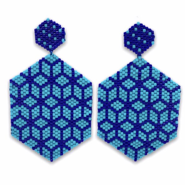 AR-449-38 Aretes Hexagonos Azules