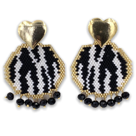Aretes Corazones Animal Print Zebra