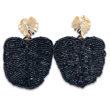 Aretes Hojas Canutillos Negros