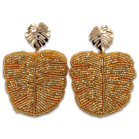 Aretes Hojas Canutillos Dorado