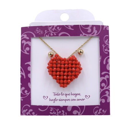 Cadena Corazón Pixelado Rojo