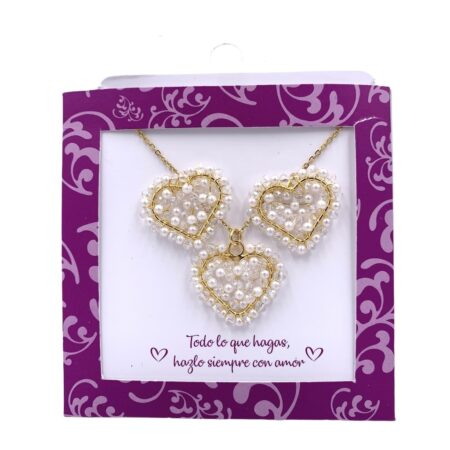 Set Corazones Perlas