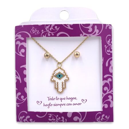 Cadena Mano hamsa Blanco