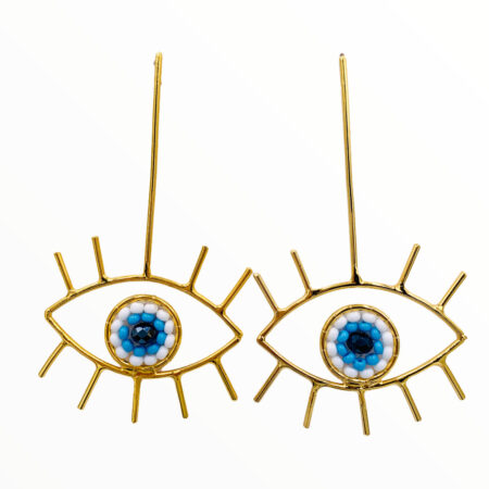 Aretes Largos Ojo Turco Pestañas