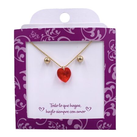 Cadena Corazón Grande Rojo