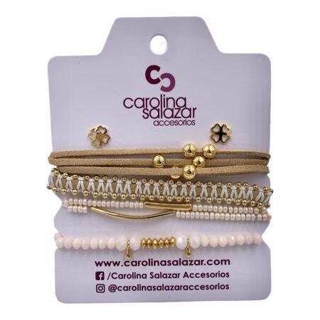 Set pulseras Gamuza Beige