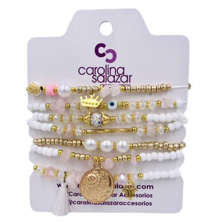 Set Pulseras Blanco