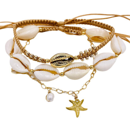 Set Tobillera Conchitas Beige
