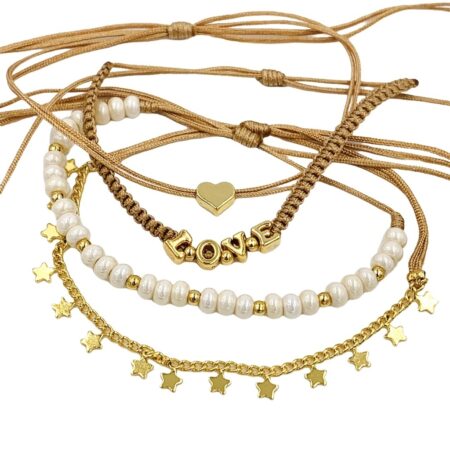 Set x 4 Tobilleras Heart LOVE