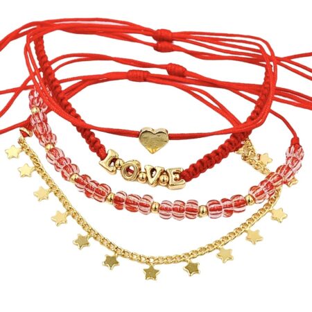 Set x 4 Tobilleras Heart LOVE