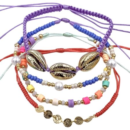 Set x 4 tobilleras Conchitas Pastel