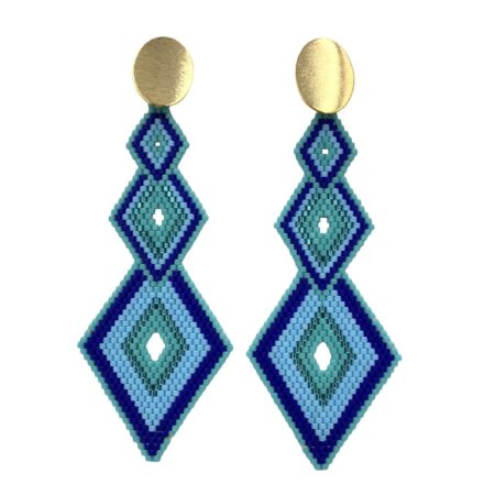 Aretes Rombos Miyuki Azules