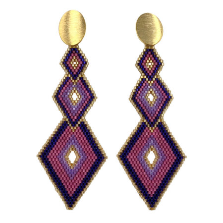 Aretes Rombos Miyuki Morado