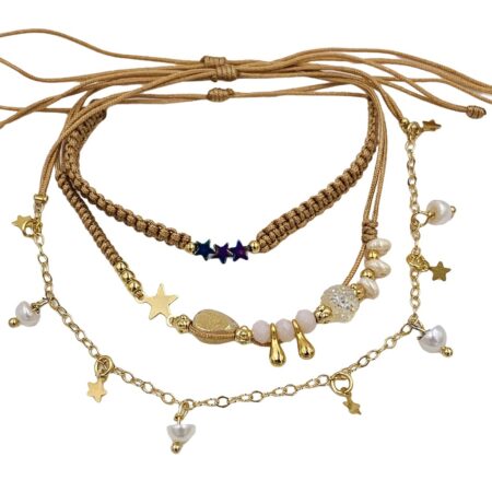 Set Tobillera x 3 Star Beige