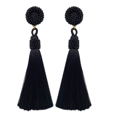 Aretes Borlas Crespo Negro