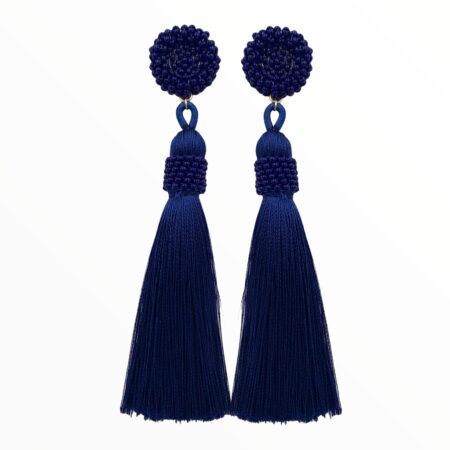 Aretes Borlas Crespo Azul Oscuro