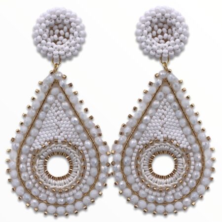 Aretes Lágrima Miyuki Blanco