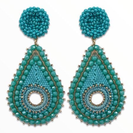 Aretes Lágrima Miyuki Verde Menta