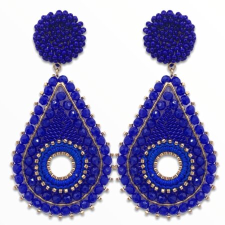 Aretes Lágrima Miyuki Azul Rey