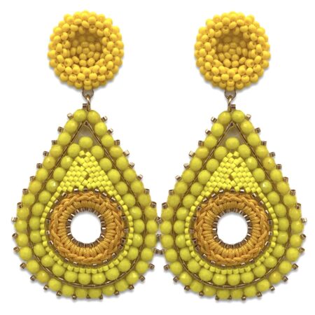 Aretes Lágrima Miyuki Amarillo