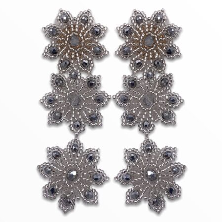 Aretes Flores Bolero x 3 Plateado